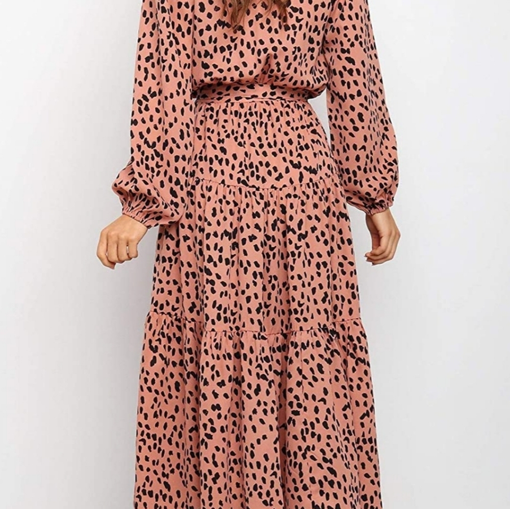 MITILLY Women's Boho Leopard Maxi Dress - Picture 2 of 2